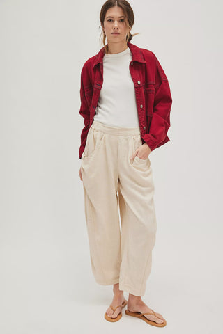 Free People High Road Pull On Barrel Pant in Birch