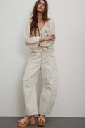 Free People Good Luck Mid Rise Barrel Jean in Milk