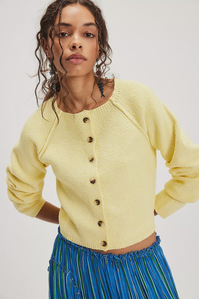 Free People Sydney Shrunken Cardi in Sunshine Time