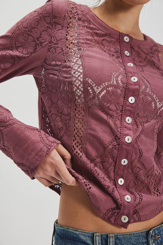 Free People Jae Knit Long Sleeve in Crushed Berry