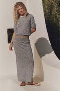 Free People Isabella Sweater Skirt Set in Steel Grey Combo