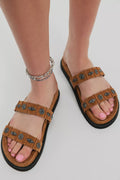 Free People Findings Footbed Sandal in Cognac Suede