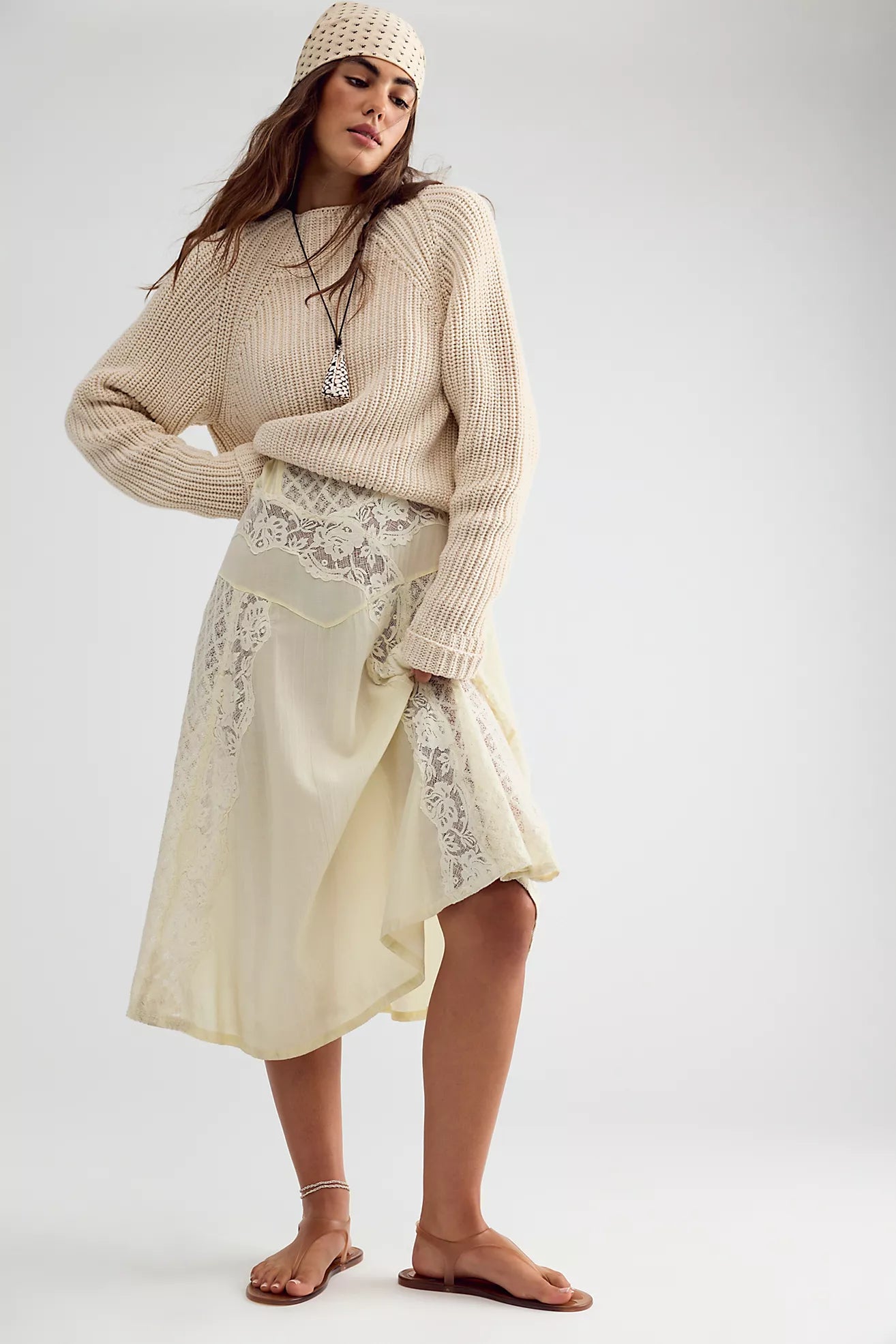 Free People Low Tide Pullover in Marshmellow