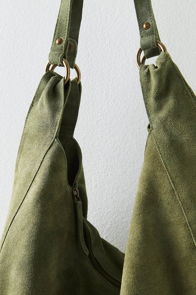 Free People Roma Suede Tote in Olive Moss