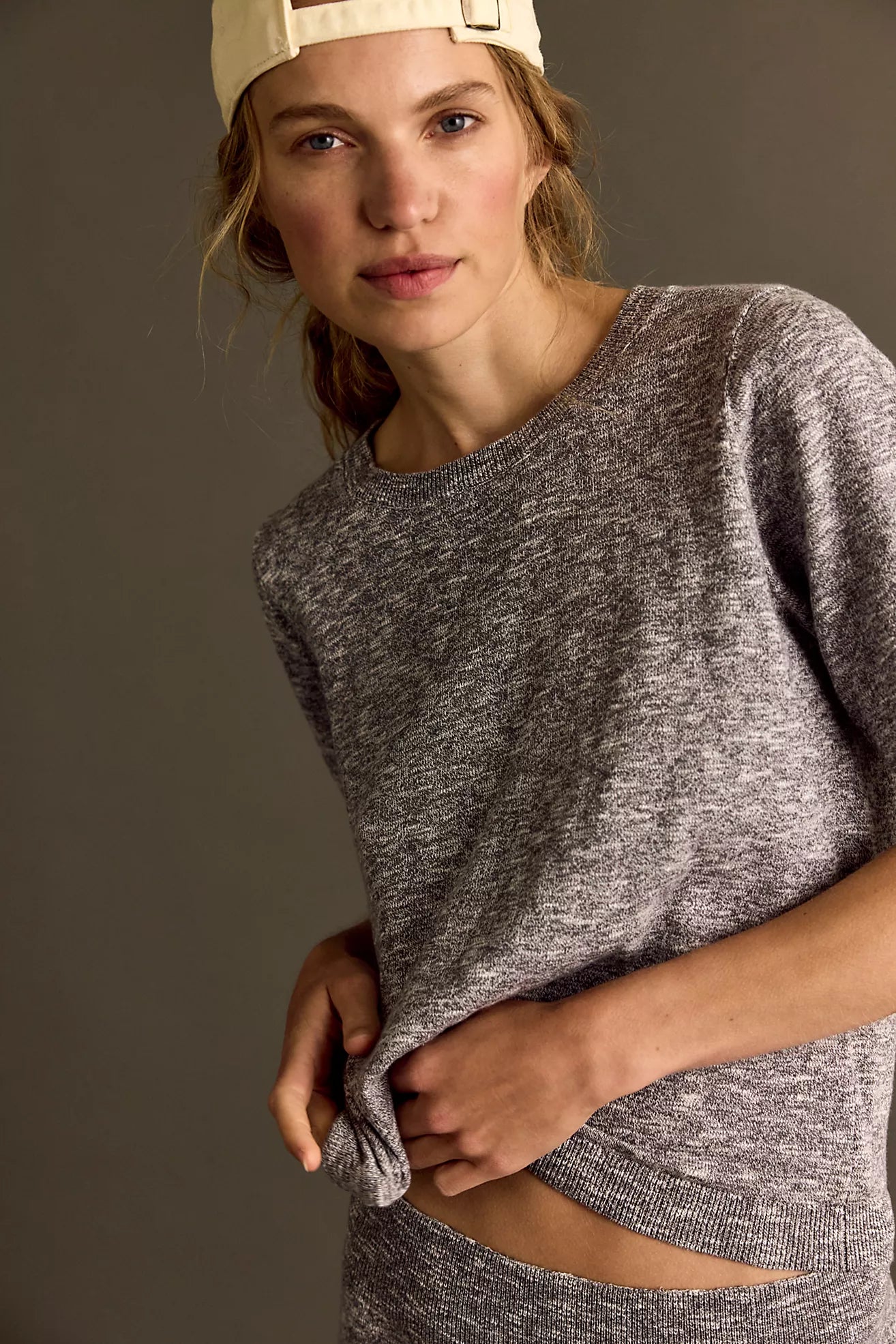 Free People Isabella Sweater Skirt Set in Steel Grey Combo