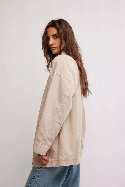 Free People Avery Denim Jacket in Softest Sand