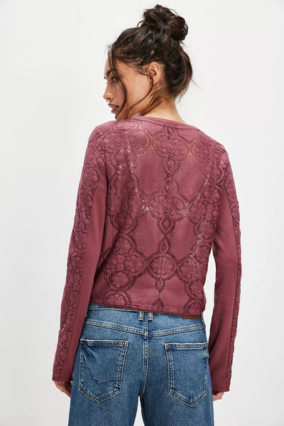 Free People Jae Knit Long Sleeve in Crushed Berry