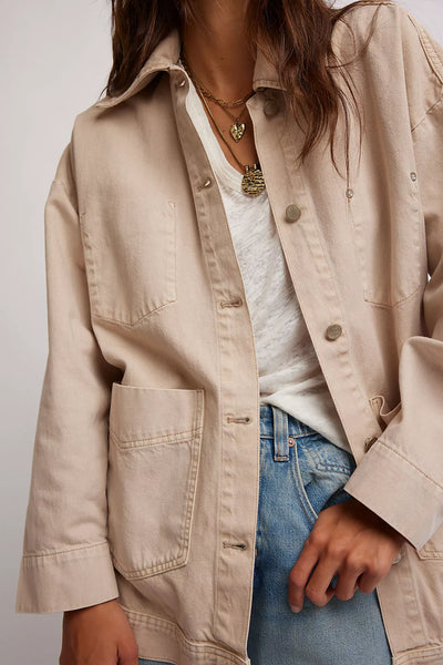 Free People Avery Denim Jacket in Softest Sand