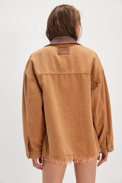 Free People Lemon Denim Jacket in Meercat