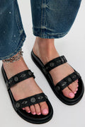 Free People Findings Footbed Sandal in Black Tide Leather