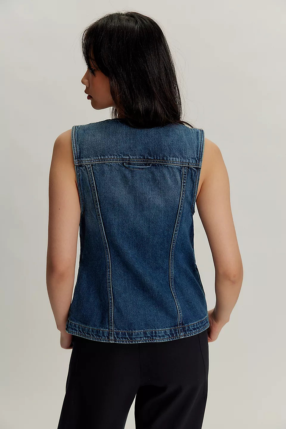 Free People Maris Denim Vest in Wall Flower