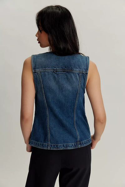 Free People Maris Denim Vest in Wall Flower