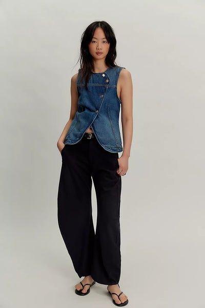 Free People Maris Denim Vest in Wall Flower