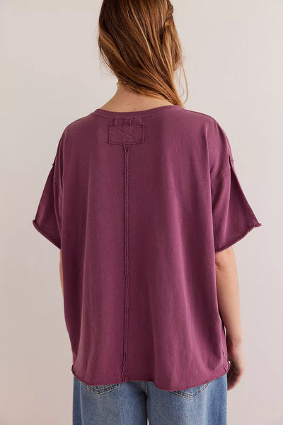 Free People Nina Oversize Boxy tee in Maroon