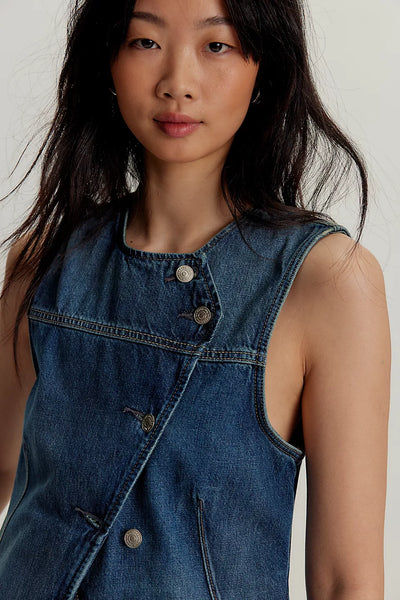 Free People Maris Denim Vest in Wall Flower
