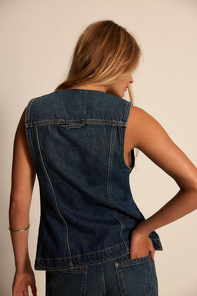 Free People Maris Denim Vest in Wall Flower