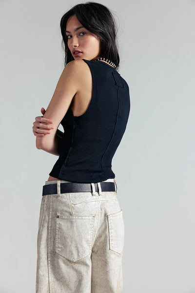 Free People Jamie Henley Tank in Pitch Black
