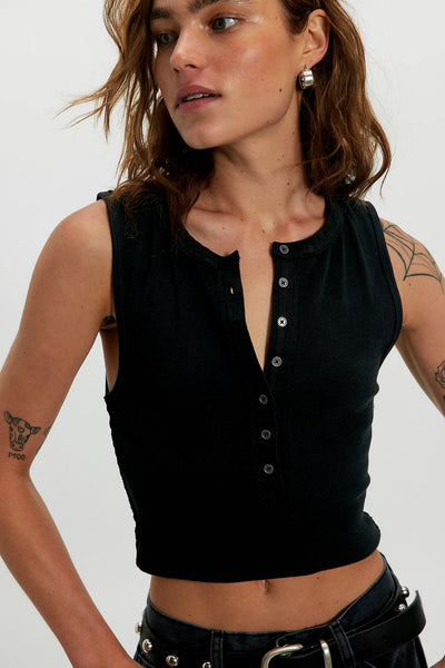 Free People Jamie Henley Tank in Pitch Black