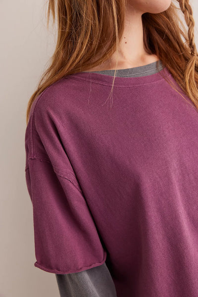 Free People Nina Oversize Boxy tee in Maroon