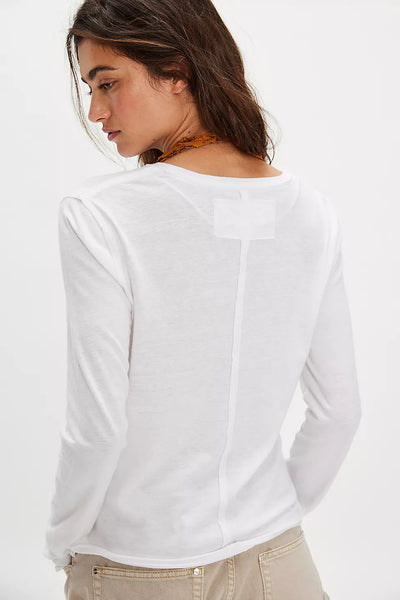 Free People Long Sleeve Nova Tee in Ivory