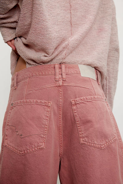 Free People Good Luck Mid Rise Barrel Jean in Sunsetter