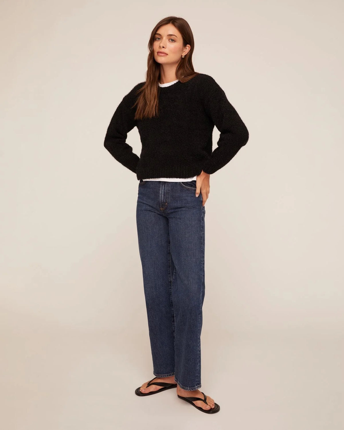 Bella Dahl Drop Shoulder Sweater in Black