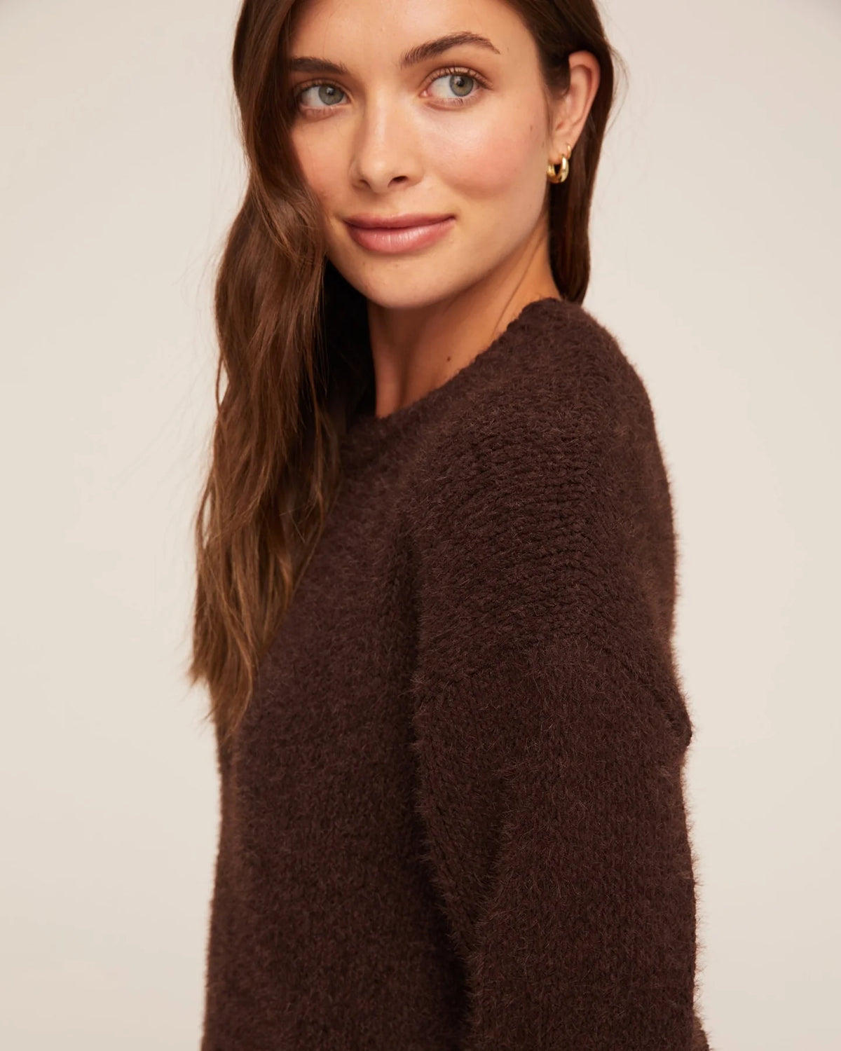Bella Dahl Drop Shoulder Sweater in Dark Chestnut