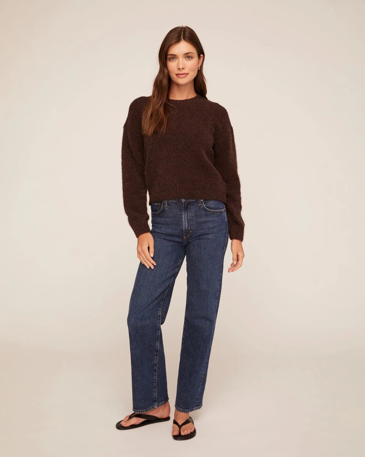 Bella Dahl Drop Shoulder Sweater in Dark Chestnut