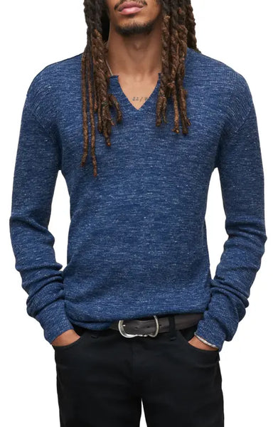 John Varvatos TRAVIS LS Rib Henley - Navy