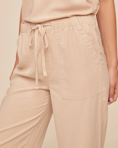 Bella Dahl Easy Pocket Wide Leg Crop in Linen Sand