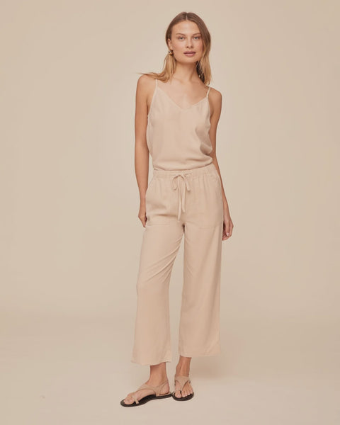 Bella Dahl Easy Pocket Wide Leg Crop in Linen Sand