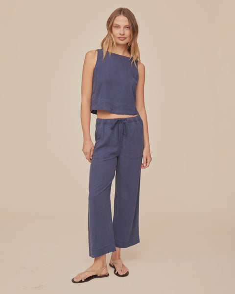 Bella Dahl Easy Pocket Wide Leg Crop in Midnight Surf