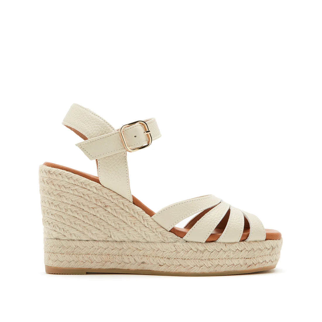 Sister Soeur Febe Espadrille Wedge in Cream Leather