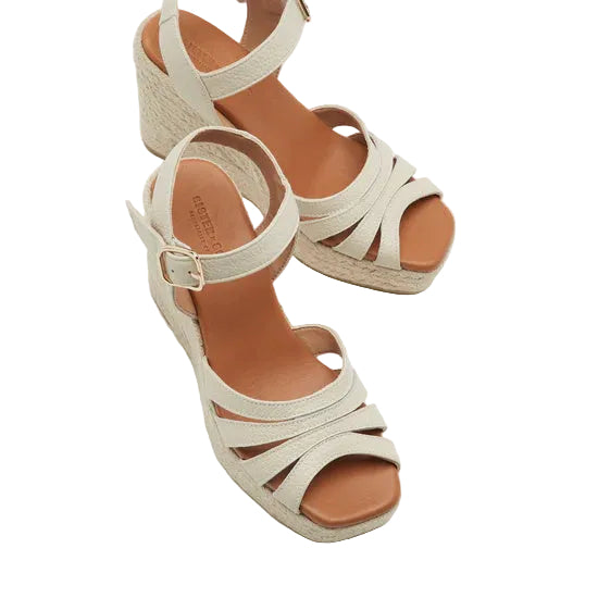 Sister Soeur Febe Espadrille Wedge in Cream Leather