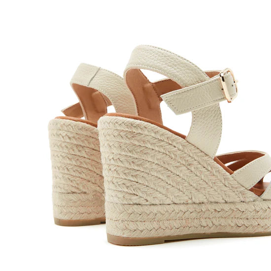Sister Soeur Febe Espadrille Wedge in Cream Leather