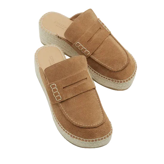 Sister Soeur Finley Espadrille Platform Loafer in Tan Suede