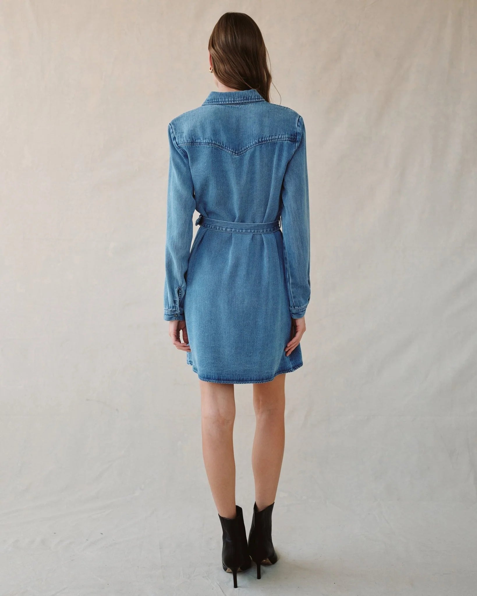Bella Dahl Flap Pocket Belted Shirt Dress - Medium Vintage Wash