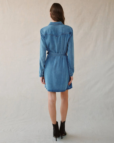 Bella Dahl Flap Pocket Belted Shirt Dress - Medium Vintage Wash