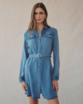 Bella Dahl Flap Pocket Belted Shirt Dress - Medium Vintage Wash