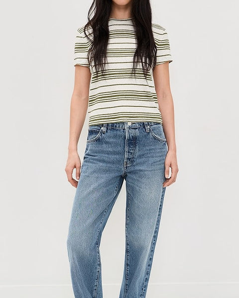 FRAME The Linen Baby Tee in Military Multi