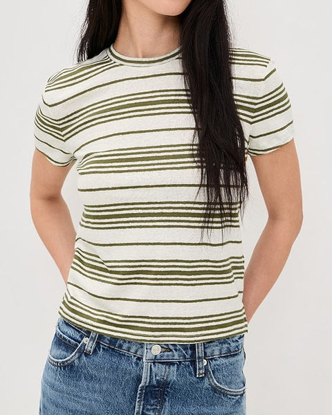 FRAME The Linen Baby Tee in Military Multi