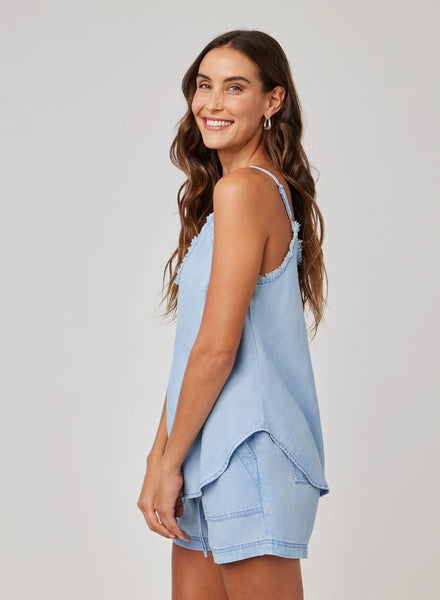 Bella Dahl Frayed Cami in Coastal Spray Wash