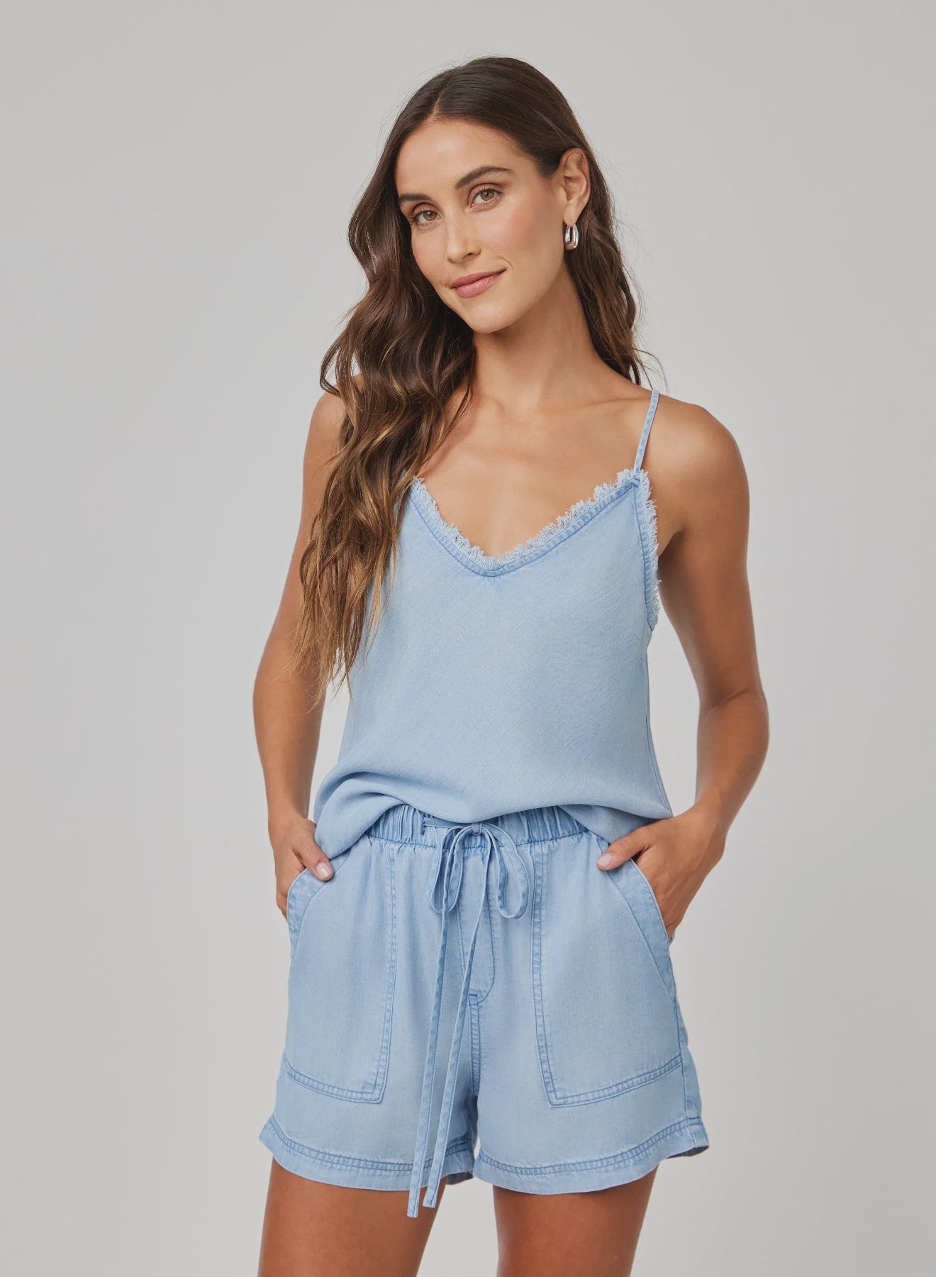 Bella Dahl Frayed Cami in Coastal Spray Wash