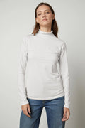 Velvet Talisia Gauzy Whisper Mock Neck Top in Mole