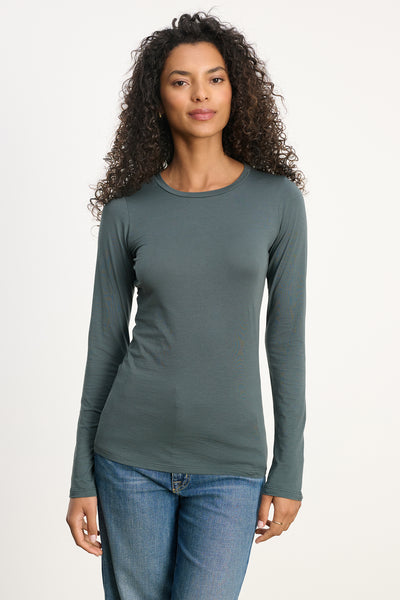 Velvet Zofina Gauzy Whisper Classic L/S Top in Mallard