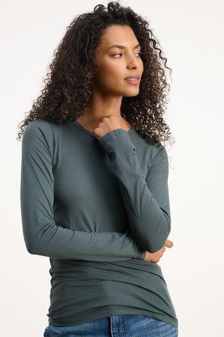 Velvet Zofina Gauzy Whisper Classic L/S Top in Mallard