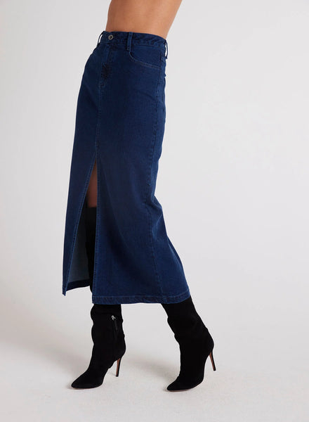 bella dahl Gia front slit maxi skirt in indigo twilight