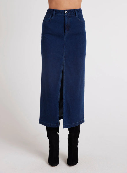 bella dahl Gia front slit maxi skirt in indigo twilight