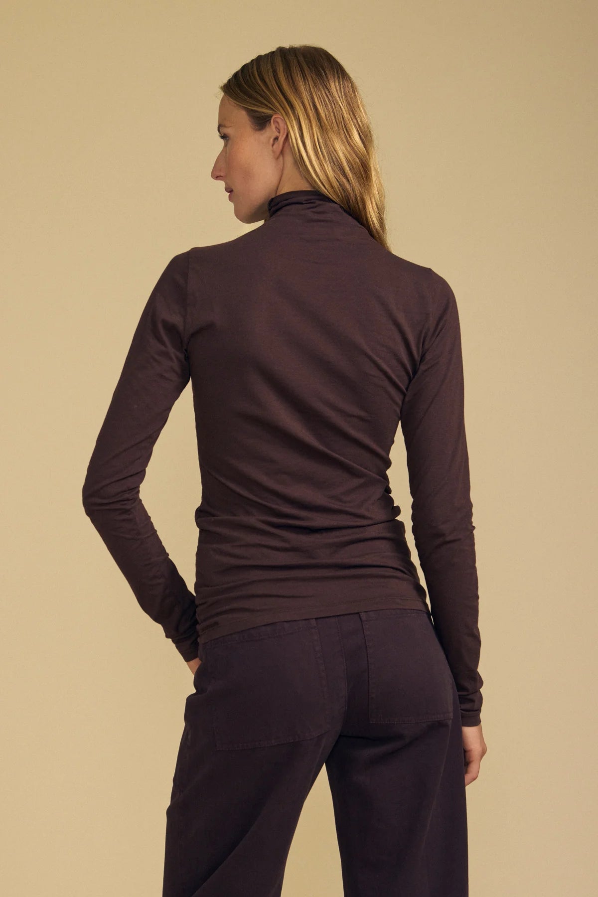 Velvet Talisia Gauzy Whisper Mock Neck Top in Mole
