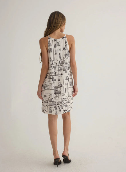Bella Dahl Halter Keyhole Dress in Amalfi Sketch Print